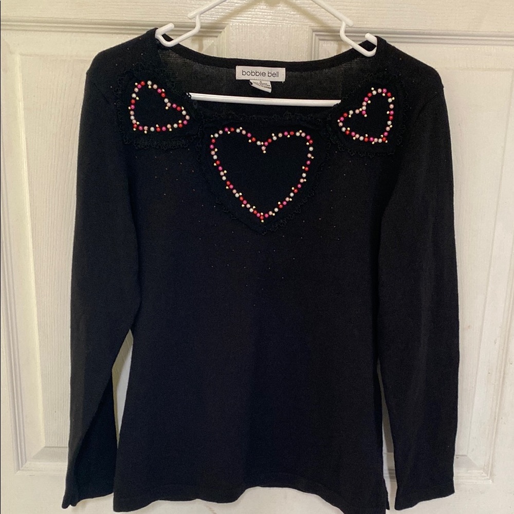 Robbie Bee Black Heart Sweater